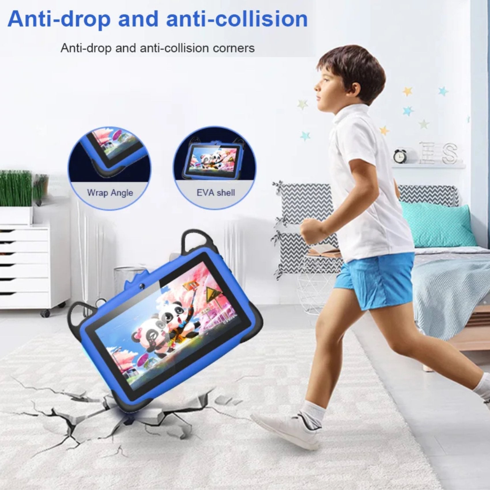 TUTT K7 Drop-Resistant Eva Case Shell HD 7” Kid’s Learning Educational Tablet 8GB Memory (Extendable) Android