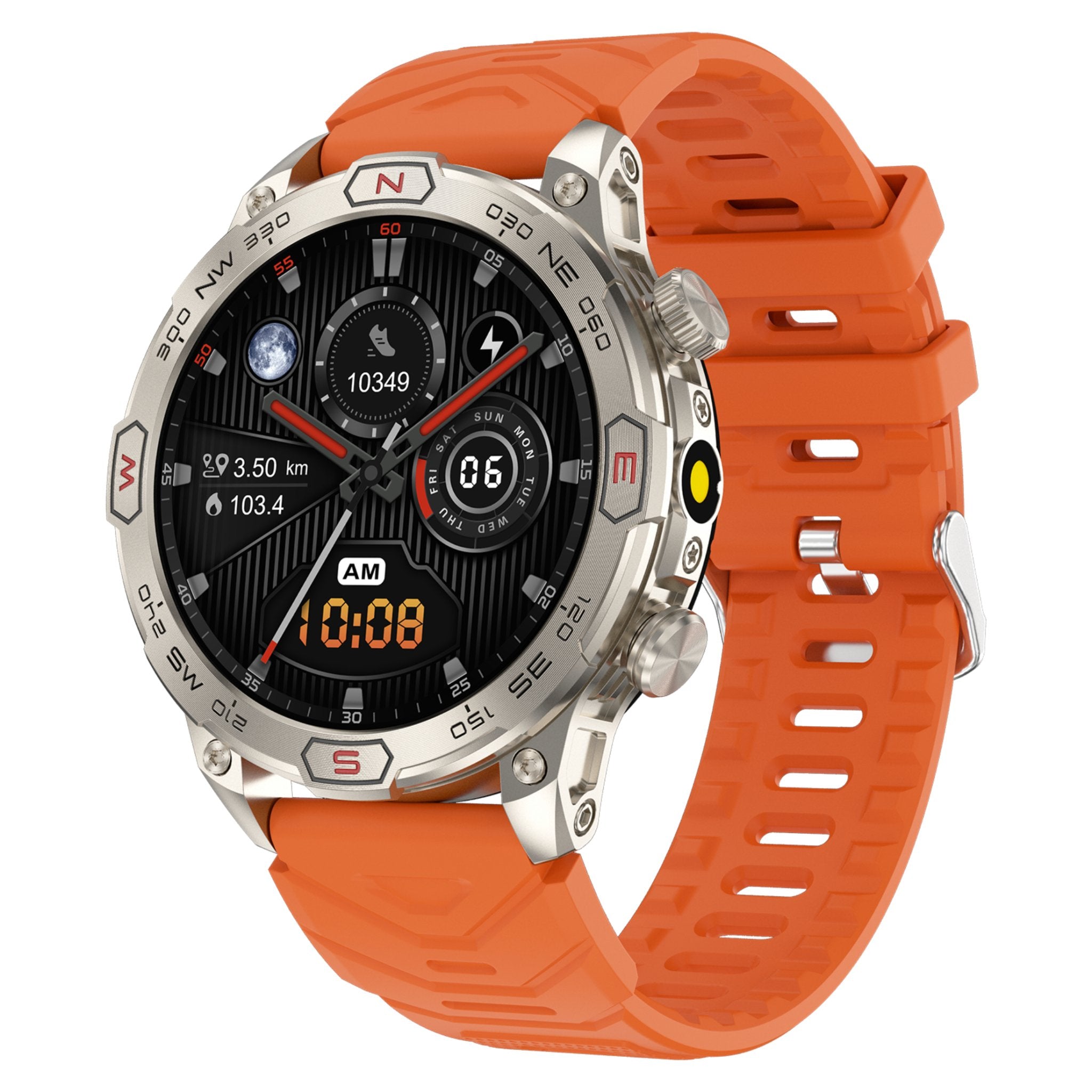 TUTT KC86 AMOLED Zinc Alloy Rugged Outdoor Smart Watch | Compass Barometer Altimeter 1 ATM Waterproof Emergency LED Flashlight | Sport Health Monitor Men Women Long 450 mAh Battery - TUTT