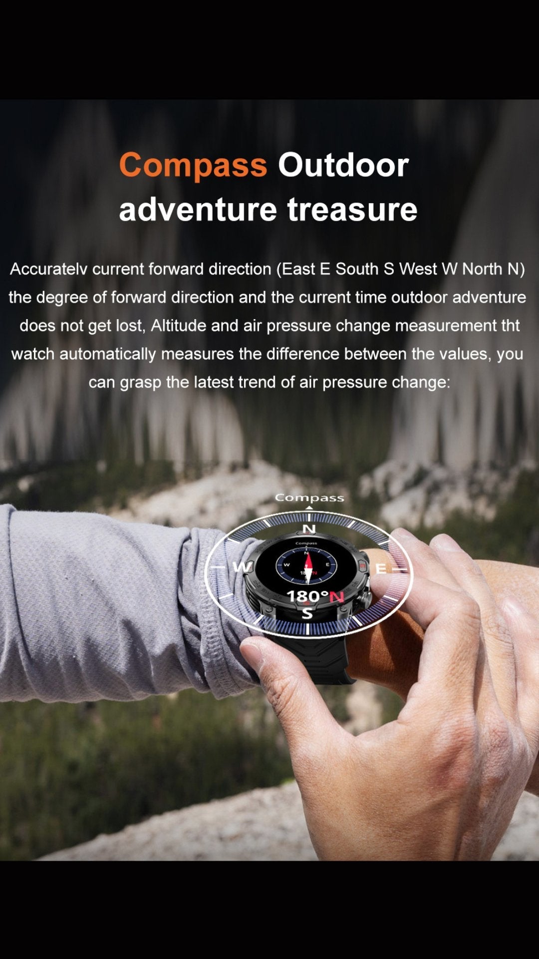 TUTT KC86 AMOLED Zinc Alloy Rugged Outdoor Smart Watch | Compass Barometer Altimeter 1 ATM Waterproof Emergency LED Flashlight | Sport Health Monitor Men Women Long 450 mAh Battery - TUTT