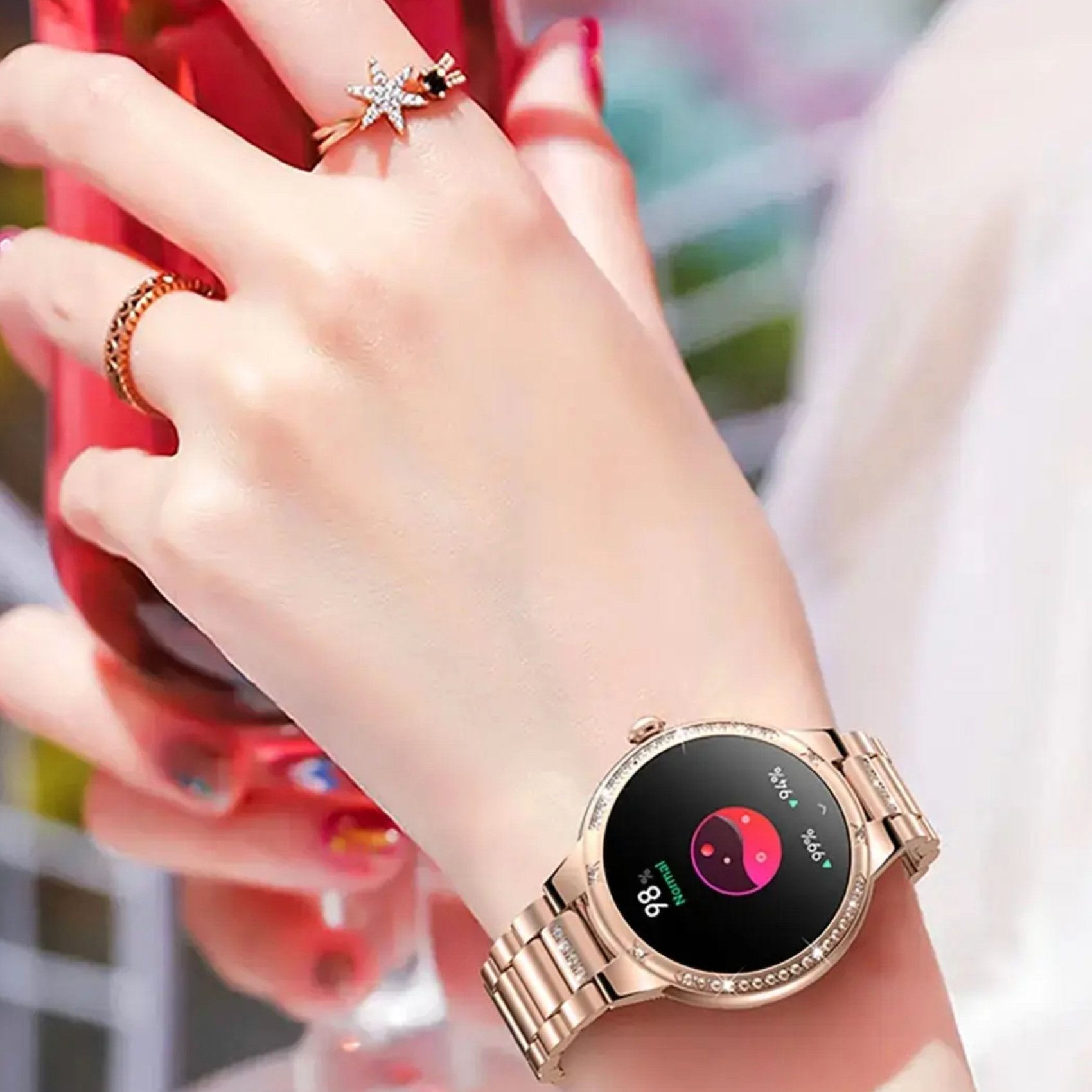 TUTT L6 Classic Ladies AMOLED Screen Women Health Smart Watch Pedometer BT Calling Voice Assistant Smartwatch - TUTT