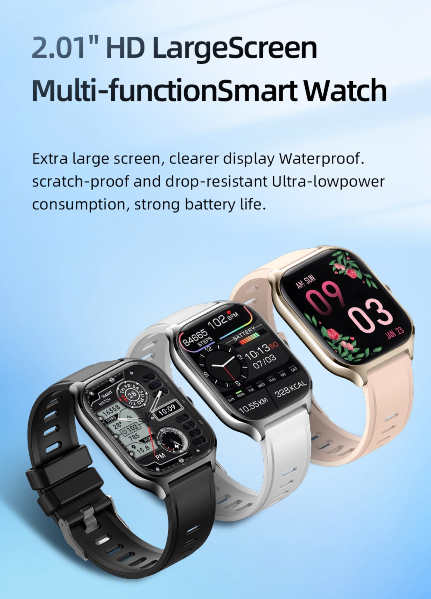 TUTT LX7 Smart Watch for Men and Women, 2.01” Dial, Waterproof, Bluetooth Calling, Blood Oxygen & Heart Rate Monitor - TUTT