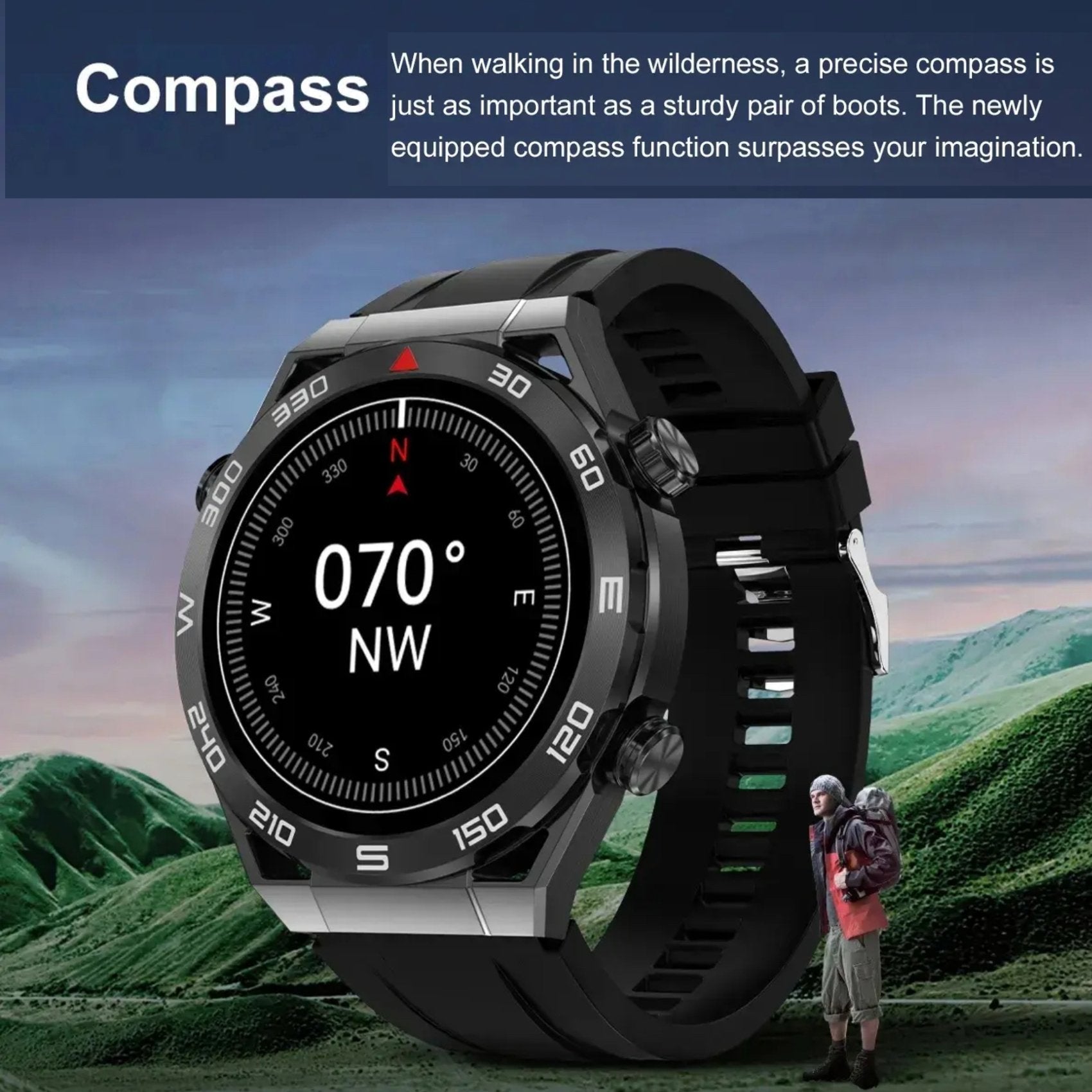 TUTT N1 Men Ultra SmartWatch with IP68 Waterproof NFC | Compass Outdoor WEAR PRO Control Health Fitness Smart Watch