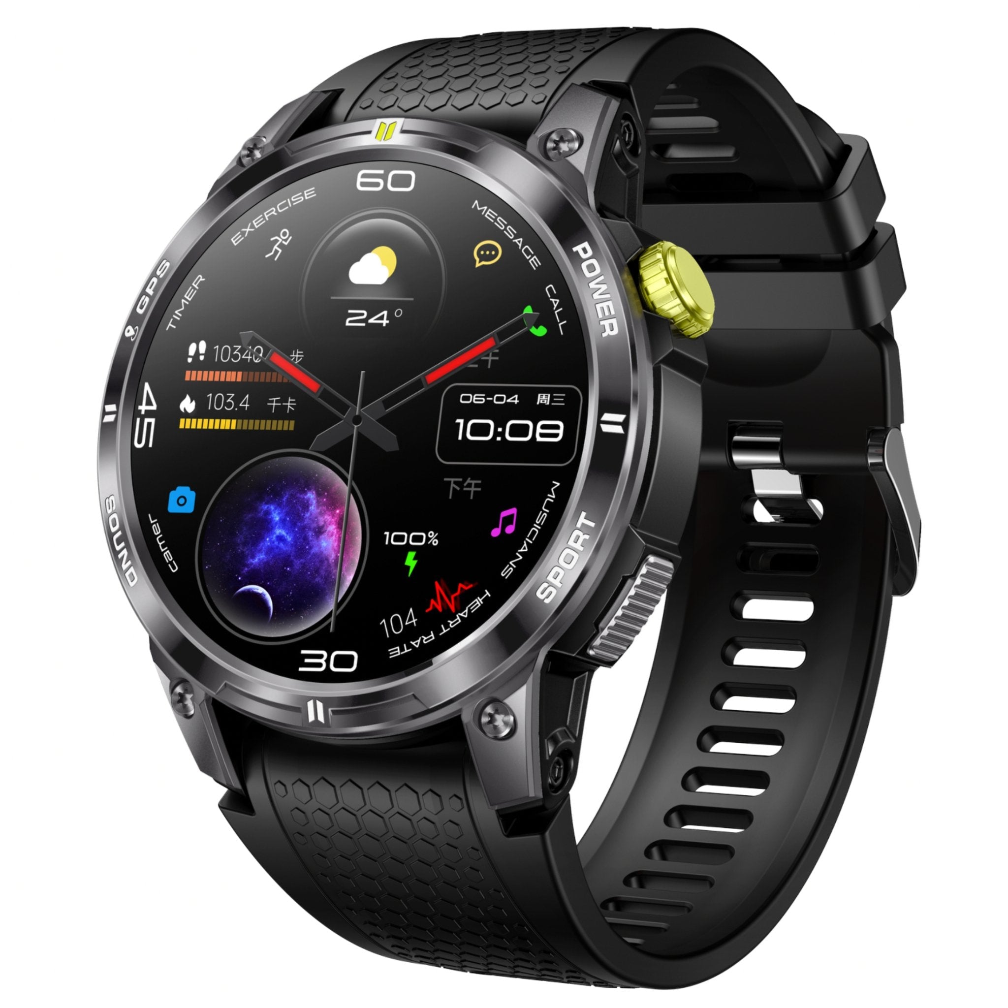 TUTT NX18 Pro GPS Positioning AMOLED Metal Rugged Smart Watch Compass Outdoor Bluetooth Call IP68 Waterproof SmartWatch Men Women Long Battery 128MB Memory Reloj 2 Straps - TUTT