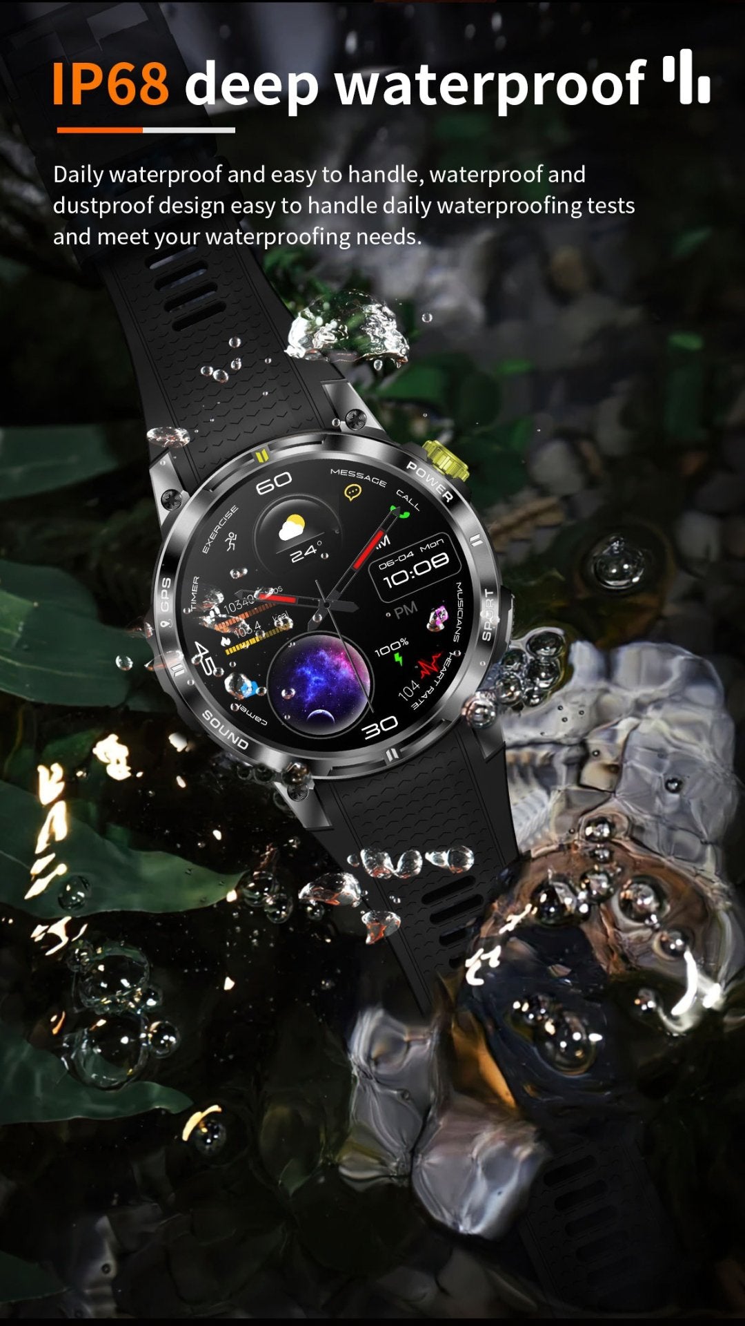 TUTT NX18 Pro GPS Positioning AMOLED Metal Rugged Smart Watch Compass Outdoor Bluetooth Call IP68 Waterproof SmartWatch Men Women Long Battery 128MB Memory Reloj 2 Straps - TUTT