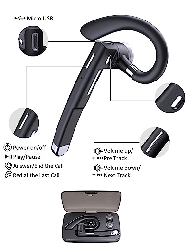 TUTT Professional Wireless Single Stereo Headset with Microphone | Handsfree Noise Cancelling