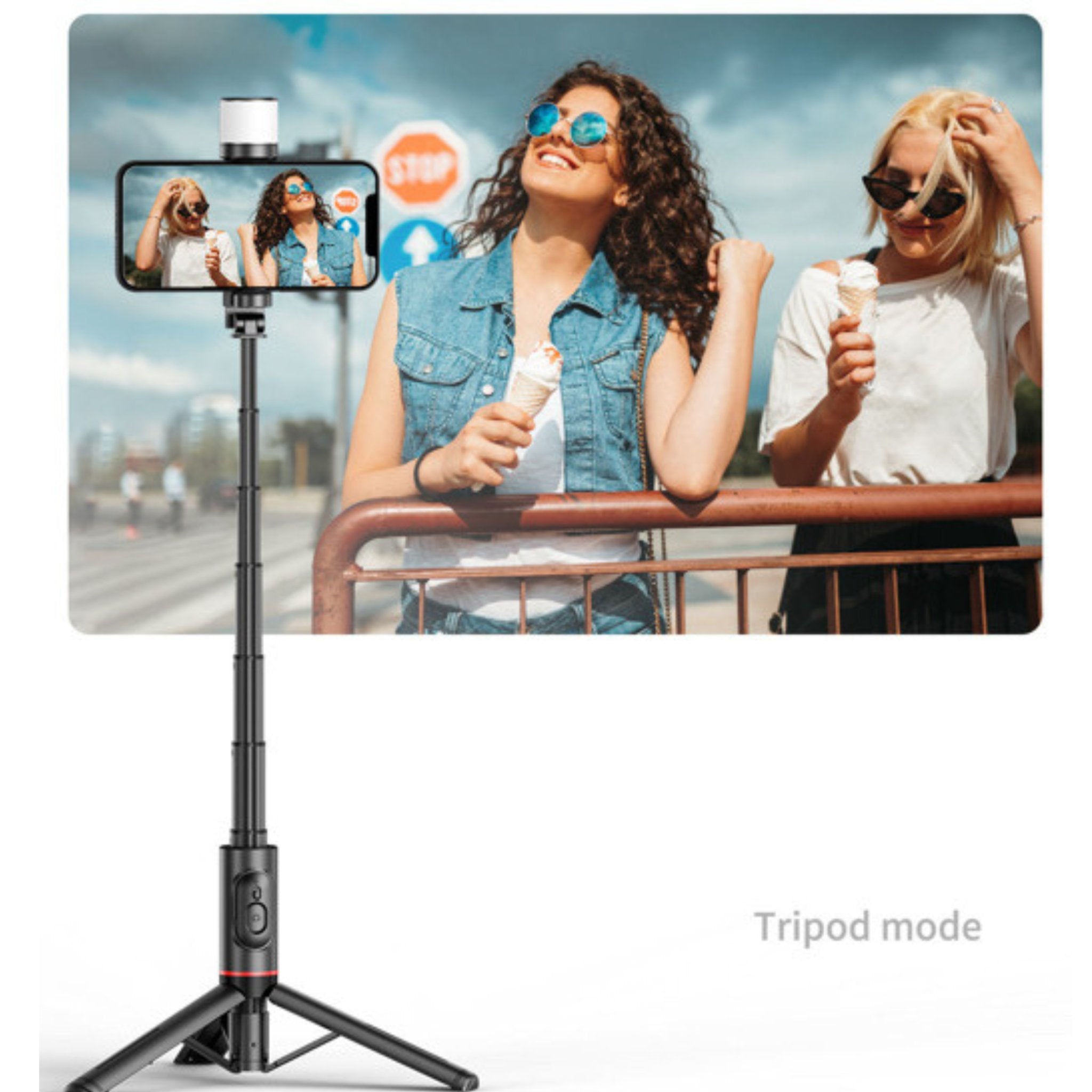 TUTT Q12 Selfie Stick Phone Holder with Fill - light Backlight | Detachable Remote Control | Foldable Rotatable 360