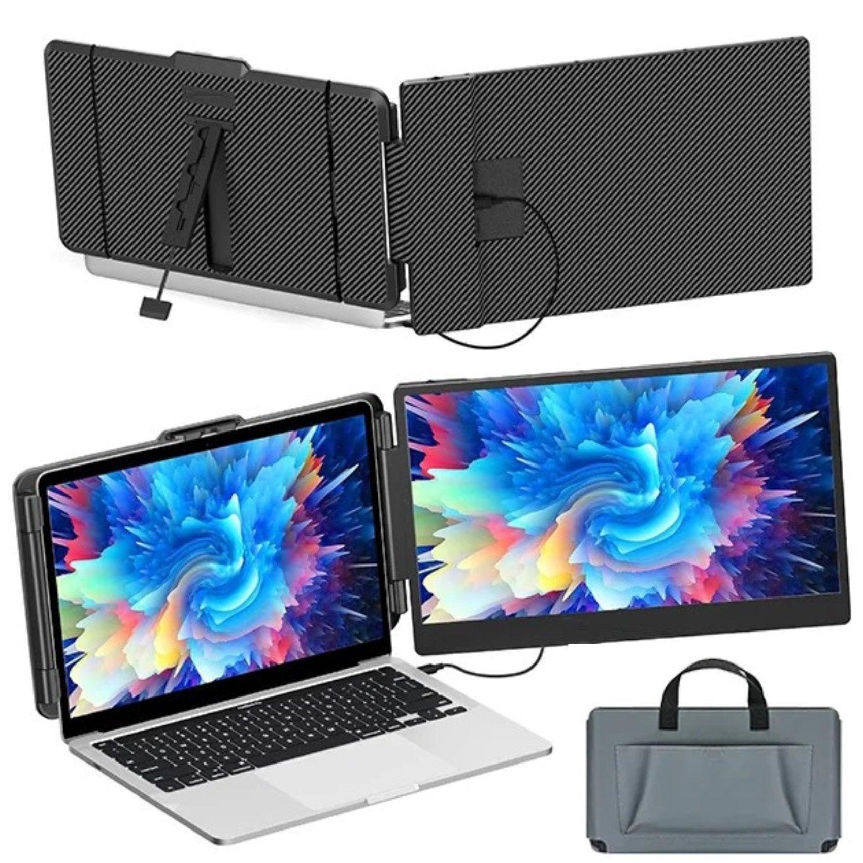 TUTT 14” FHD Single Portable Laptop Monitor IPS Dual Screen Extender with Built-in Stand and Speakers, Plug and Play Display for All Devices | S1 | Technical Support in 90 Min - TUTT