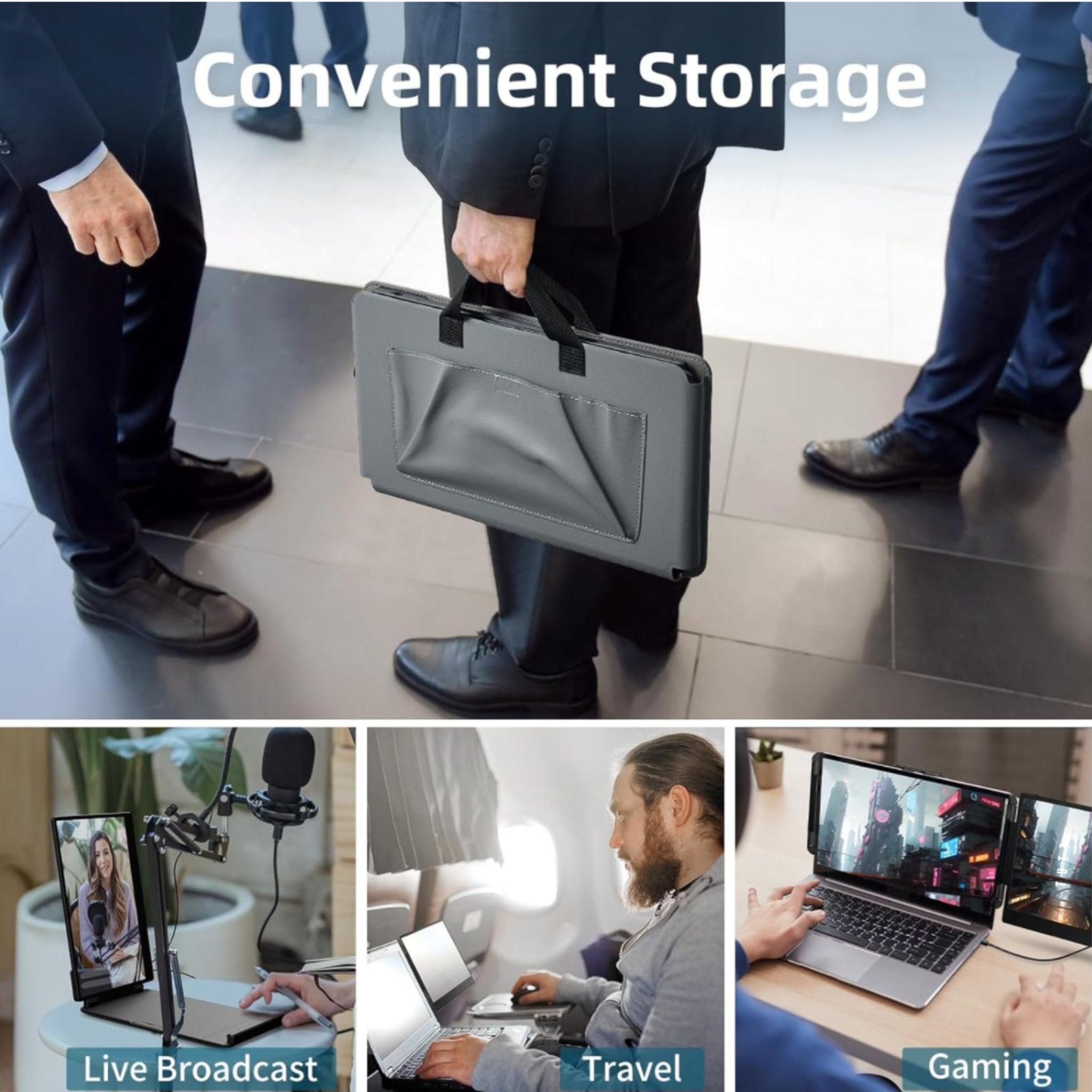 TUTT 14” FHD Single Portable Laptop Monitor IPS Dual Screen Extender with Built-in Stand and Speakers, Plug and Play Display for All Devices | S1 | Technical Support in 90 Min - TUTT