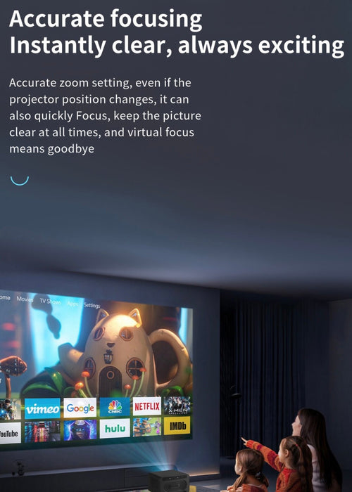 TUTT S24 Ultra Smart Home Theatre Cinematic Projector Auto Focus Keystone & APPs 4K | Android TV WiFi and Bluetooth, Netflix/YouTube Built - in Apps - TUTT