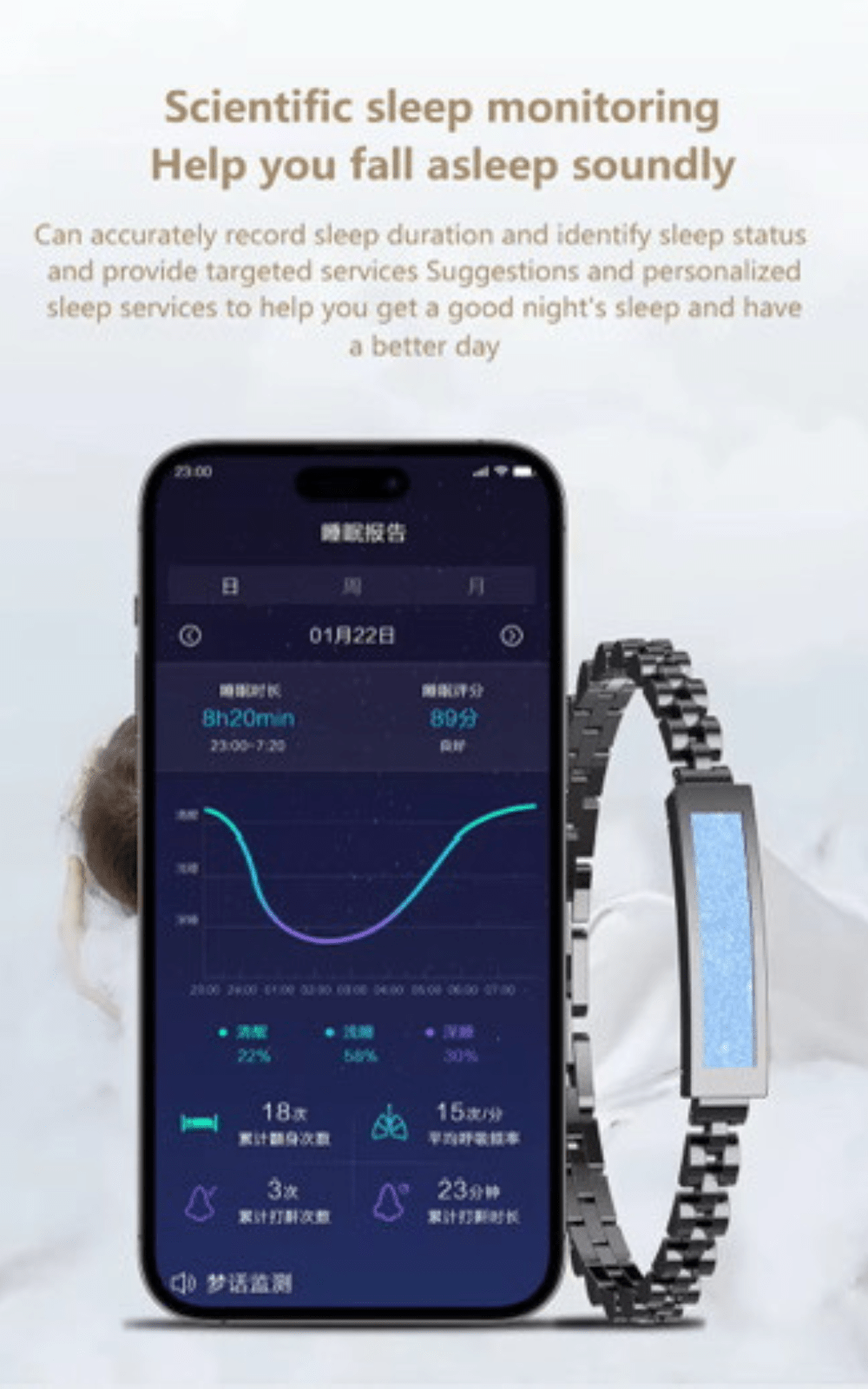 TUTT Smart Bracelet Fitness Sleep Tracker Waterproof IP68 Li8 | App Control for Women - TUTT