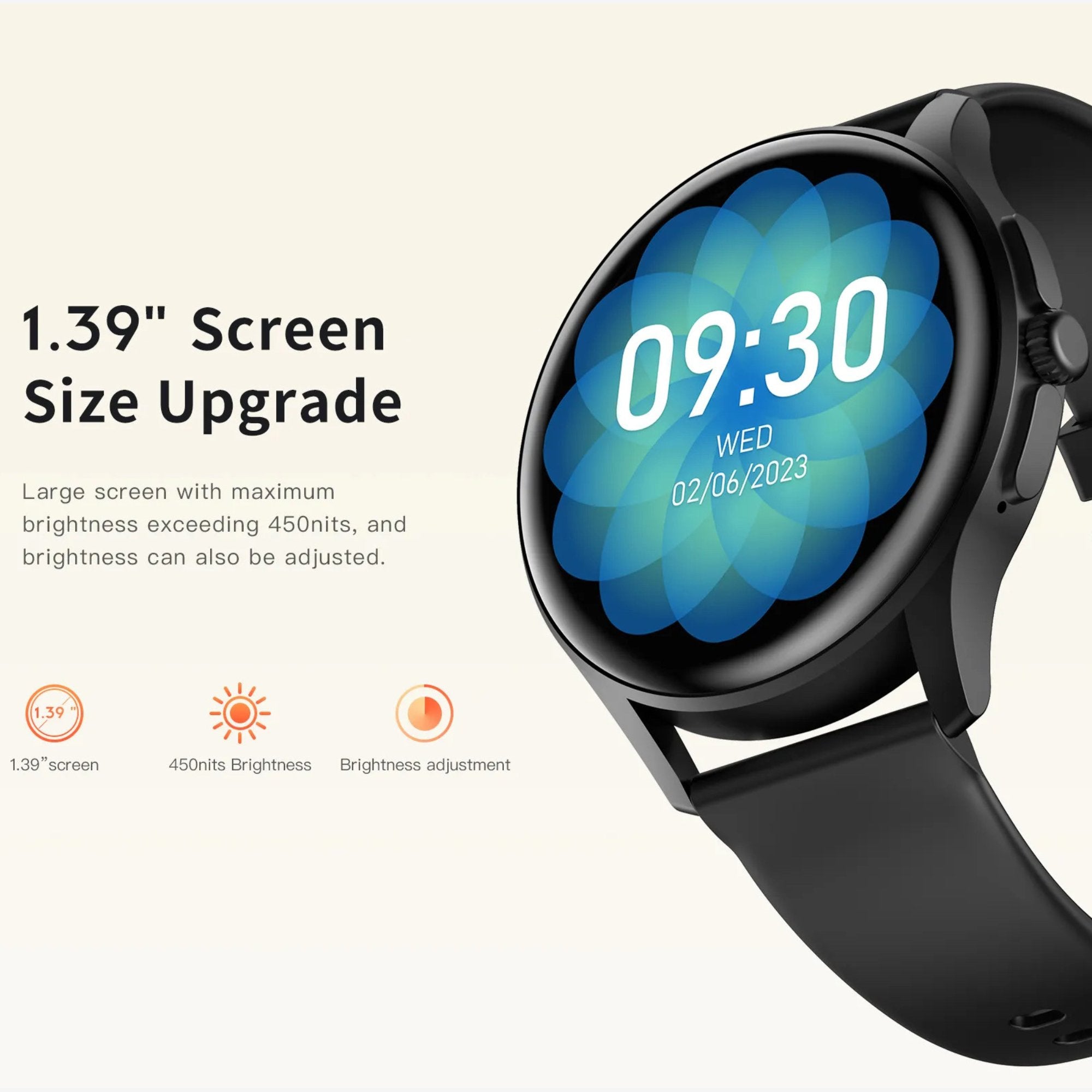 TUTT Sport Smart Watch | 1.39” IPS Screen | ECG Heart Rate & Health Tracker | E3 Smartwatch with Bluetooth Calling & AI Voice Assistant - TUTT