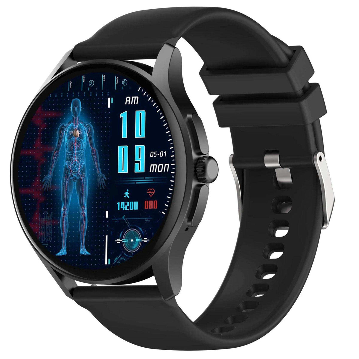 Montre connectée ECG noire TUTT Sport E3, moniteur de santé et