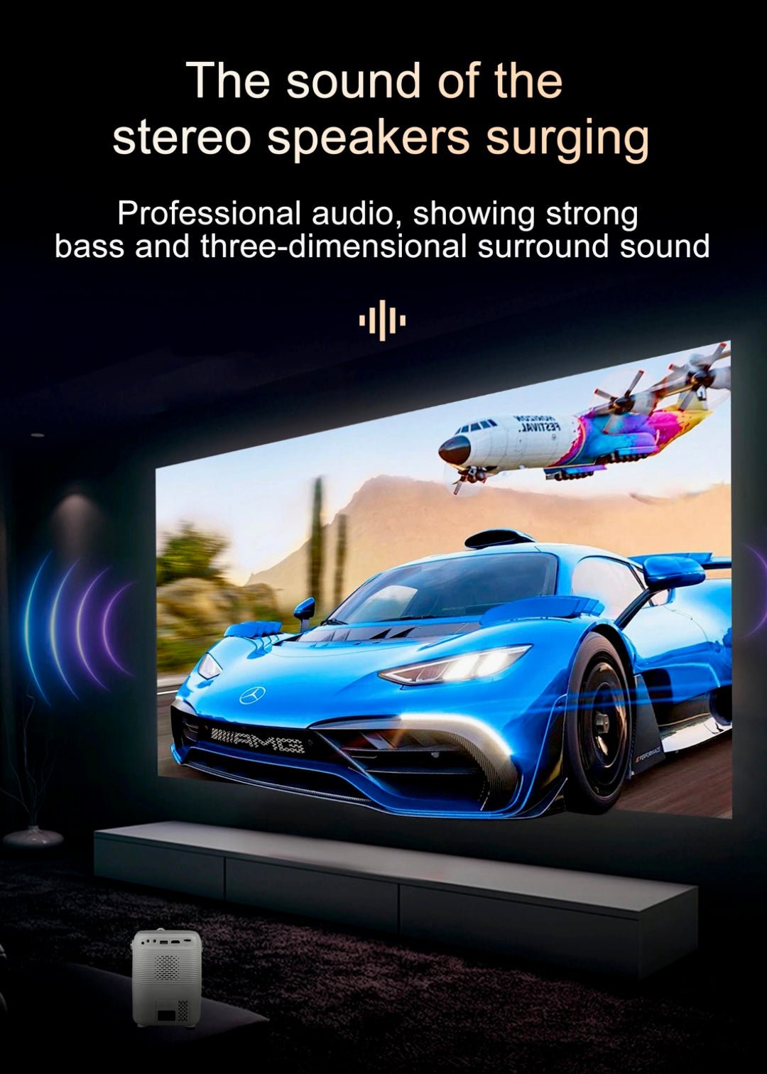 TUTT T12 Pro 4K Gaming Projector Home Theatre Wifi & Bluetooth, 600ANSI Native Auto Focus Home Theater Smart Project Up to 150” Premium Accessories - TUTT