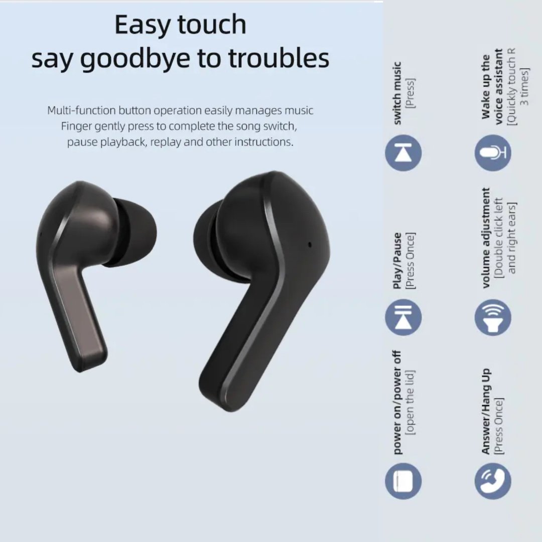 TUTT T6 BT 5.3 Earbuds True Wireless Headset Stereo Headphones In Ear Earphone With Digital Display