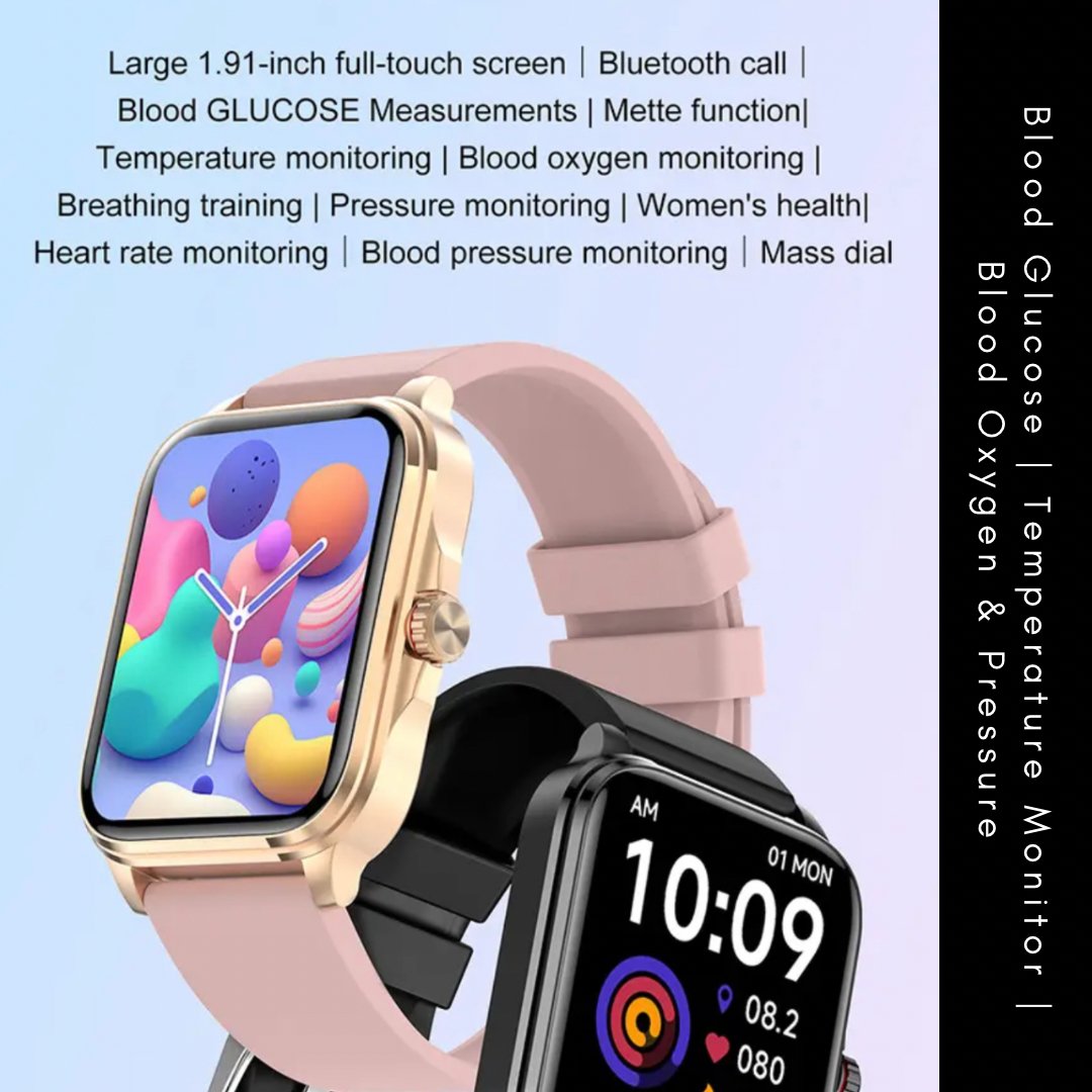 TUTT T9 Women Smartwatch Pedometer, Women Health Heart Rate BT Call 1.91” HD Large Screen