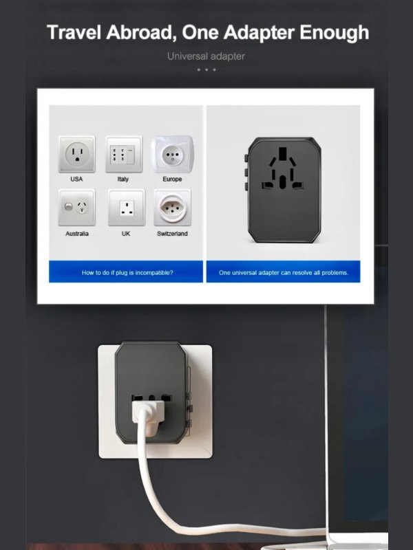 TUTT Travel & Charging Kit | 10000mah Power Bank | Universal Travel Adapter Wireless Charging | 65 & 30W Charger