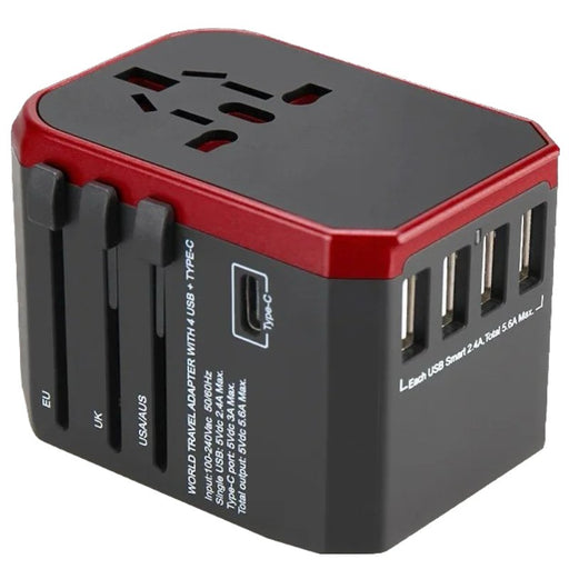 TUTT Travel Essentials | Universal Travel Adapter 180+ Countries Adaptateur International Kit 4 USB+Type-C US UK EU Australia