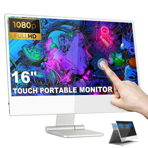 TUTT Wireless 16” Portable Touchscreen Monitor FHD IPS | Stand & Case | Built-in Speaker | Premium Aluminum Alloy | Technical Support Line - TUTT