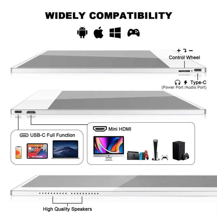 TUTT Wireless 16” Portable Touchscreen Monitor FHD IPS | Stand & Case | Built - in Speaker | Premium Aluminum Alloy | Technical Support Line - TUTT