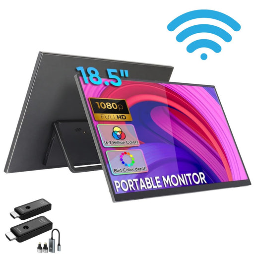 TUTT Wireless 18.5” Portable Monitor FHD IPS USB - C HDMI with Kickstand & VESA | Built - in Speaker | Technical Support Line - TUTT