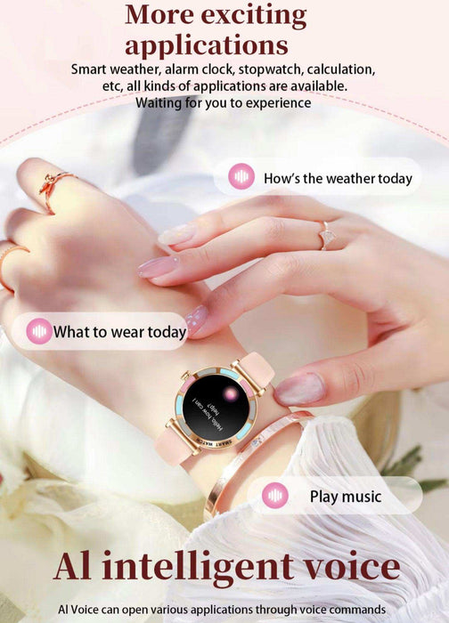TUTT Women’s Smart Watch | Slim & Stylish Design 1.27” HD Dial | Waterproof | AI Voice Assistant | Women’s Health & Sports Tracker Smartwatch | W1 2 Strap - TUTT