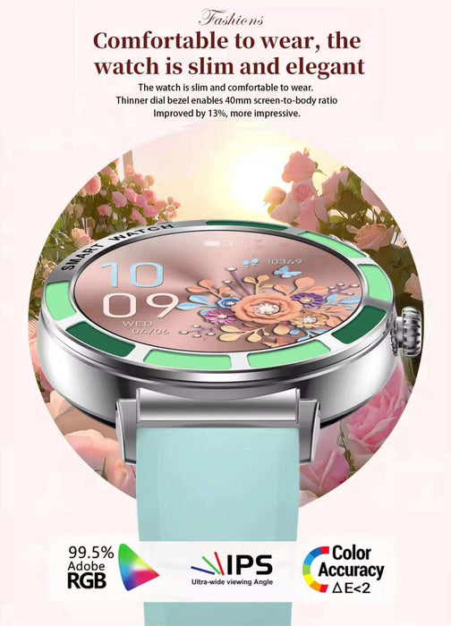 TUTT Women’s Smart Watch | Slim & Stylish Design 1.27” HD Dial | Waterproof | AI Voice Assistant | Women’s Health & Sports Tracker Smartwatch | W1 2 Strap - TUTT