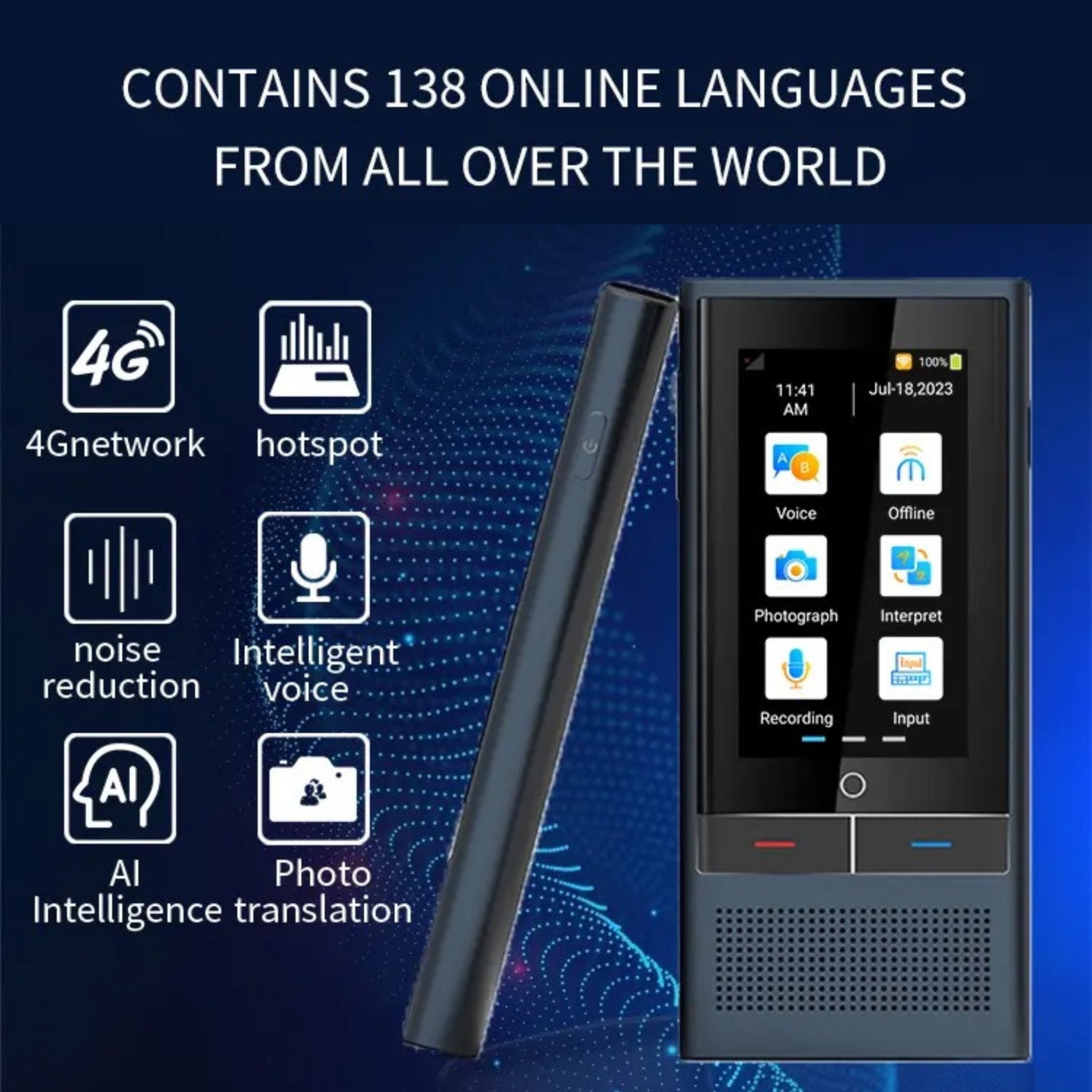 TUTT Z6 4G AI Language Voice and Image Translator Two Way | Simultaneous Interpretation | 1G 16G ROM AI Assistance | 138 Online 19 Offline | Micro SIM Card - TUTT